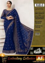 Wedding  Unstitches Saree – Heavy Embroidered Net with Sequence & Stone Work - Image 2