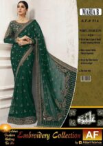 Wedding  Unstitches Saree – Heavy Embroidered Net with Sequence & Stone Work - Image 3