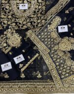 Wedding  Unstitches Saree – Heavy Embroidered Net with Sequence & Stone Work - Image 8