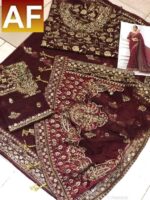 Wedding  Unstitches Saree – Heavy Embroidered Net with Sequence & Stone Work - Image 7