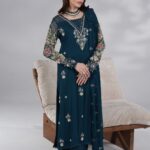 Pure Chiffon Heavy Adda Work Suit Embroidered Sequence with Malai Trouser & Chiffon Dupatta