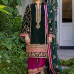 Velvet Micro Unstitched Suit with Heavy Embroidery & Organza Dupatta