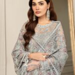 Luxury Net Collection  Heavy Spangle Embroidered Suit with Silk Trouser & Inner